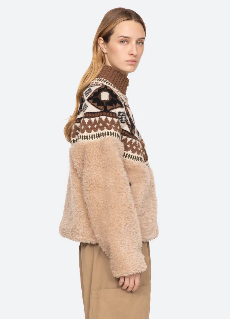 Sea-NY Linea Fair Isle Knit/Fleece Jacket - Multi