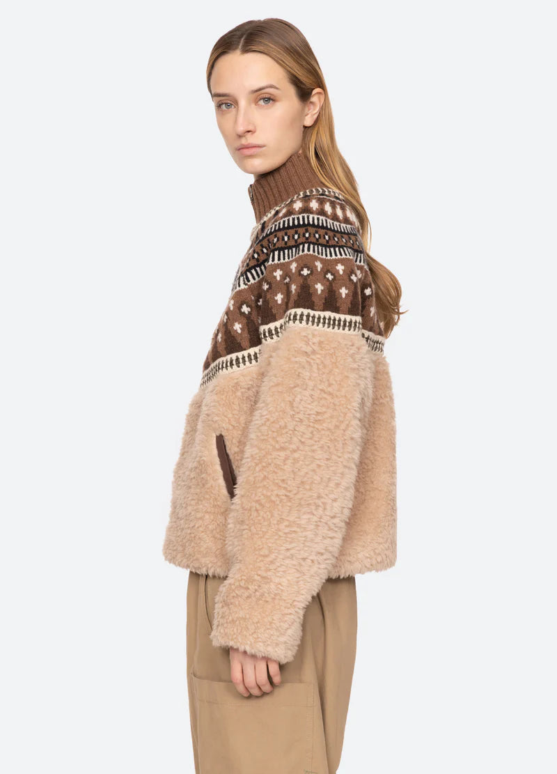 Sea-NY Linea Fair Isle Knit/Fleece Jacket - Multi