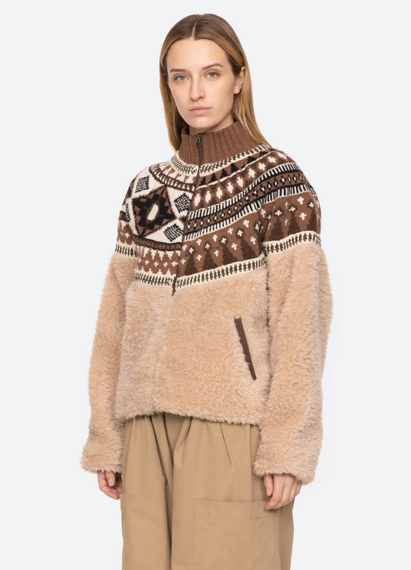 Sea-NY Linea Fair Isle Knit/Fleece Jacket - Multi