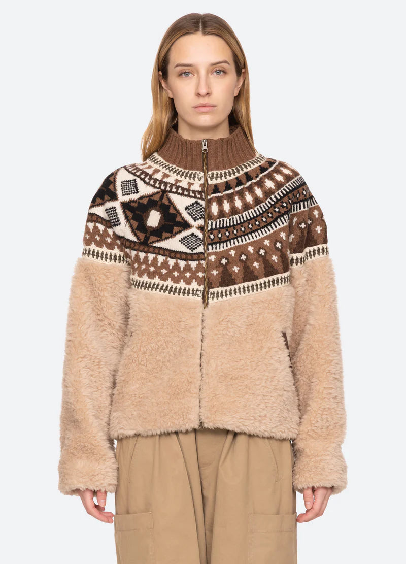 Sea-NY Linea Fair Isle Knit/Fleece Jacket - Multi