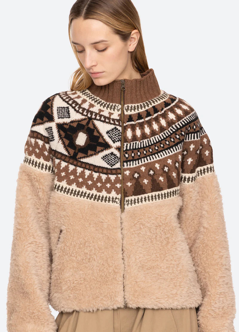 Sea-NY Linea Fair Isle Knit/Fleece Jacket - Multi