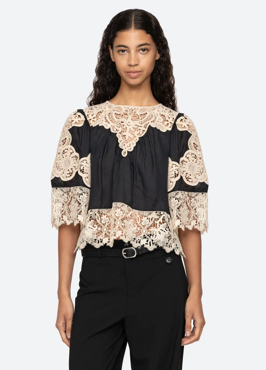 Sea-NY Medina Lace Top - Black