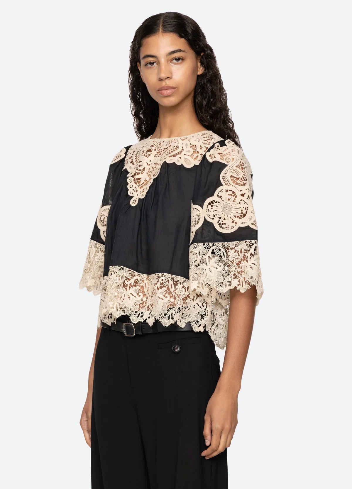 Sea-NY Medina Lace Top - Black