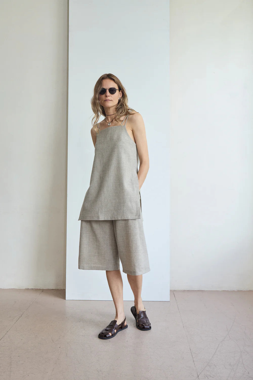 AKYN Lowri Camisole Tunic Top - Undyed Grey