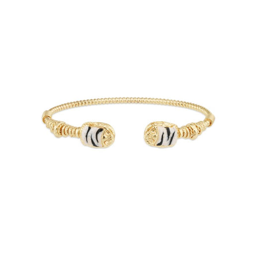Gas Bijoux Large Enameled Scarab Duality Bracelet - Black/White