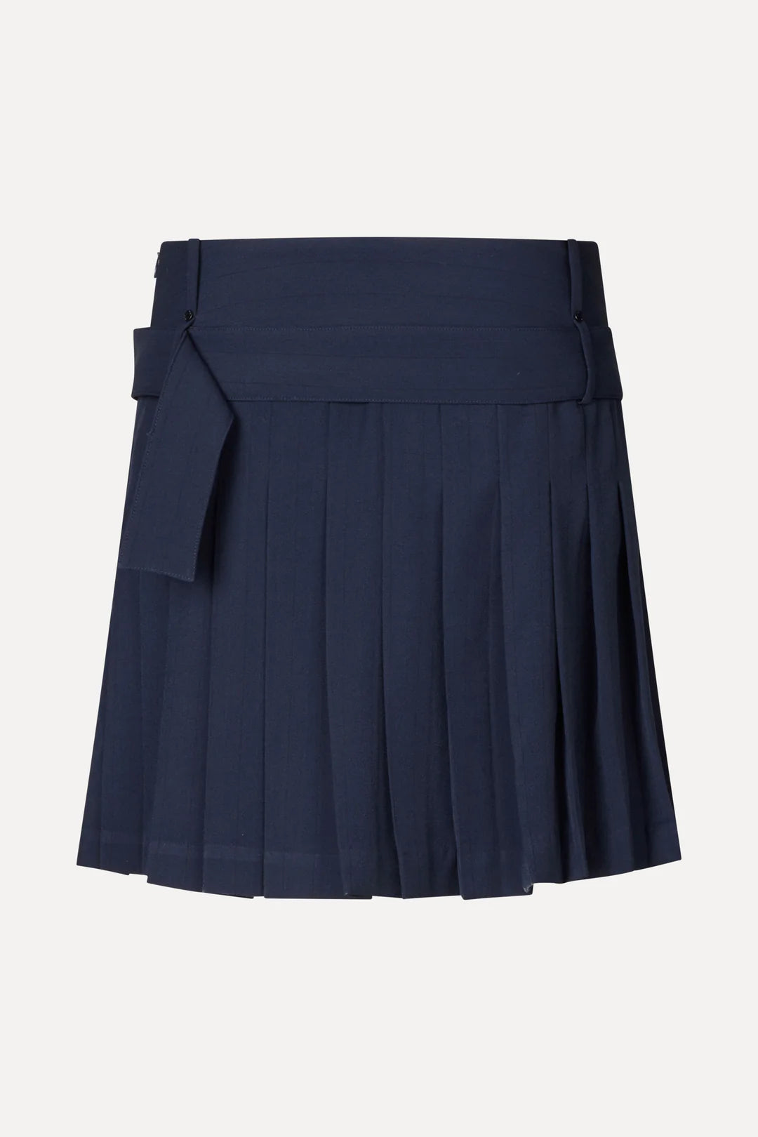 Stine Goya Pinstripe Tailoring Belted Pleated Skirt - Navy