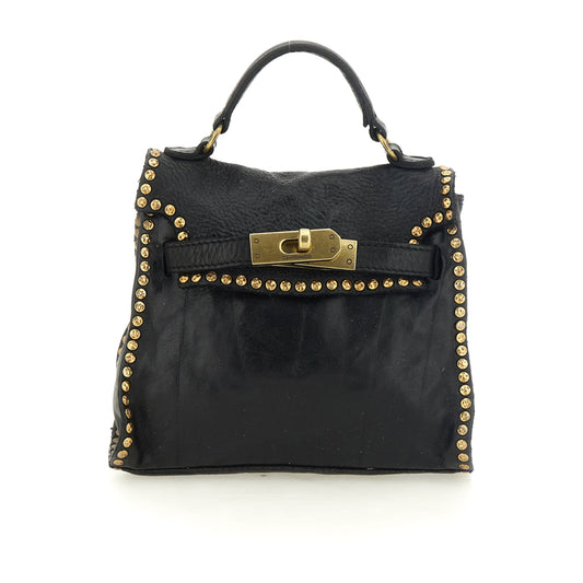 Campomaggi Ginevra Crossbody Bag with Kura Studs  - Black