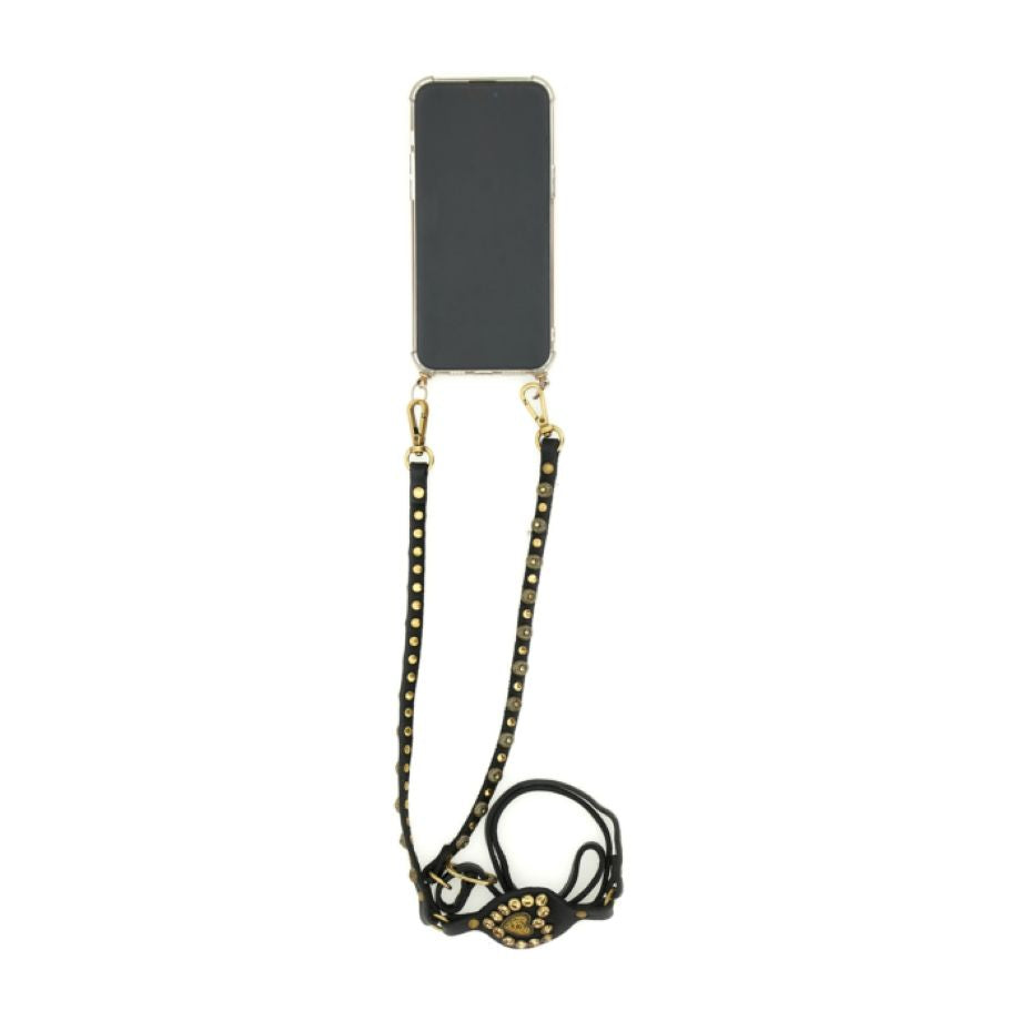 Campomaggi Heart Studs Phone Strap - Black