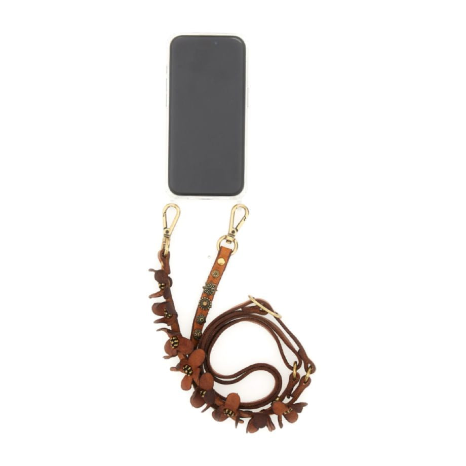 Campomaggi Flower Studs Phone Strap - Cognac