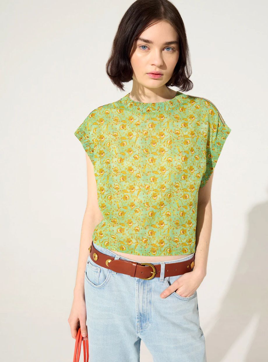 Cotélac Amanda Pleated Top - Green