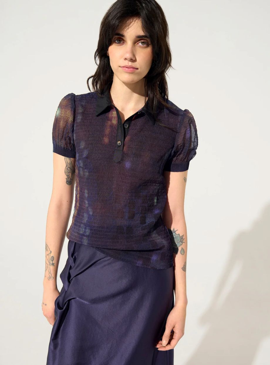 Cotélac Pleated Polo Shirt - Cassis