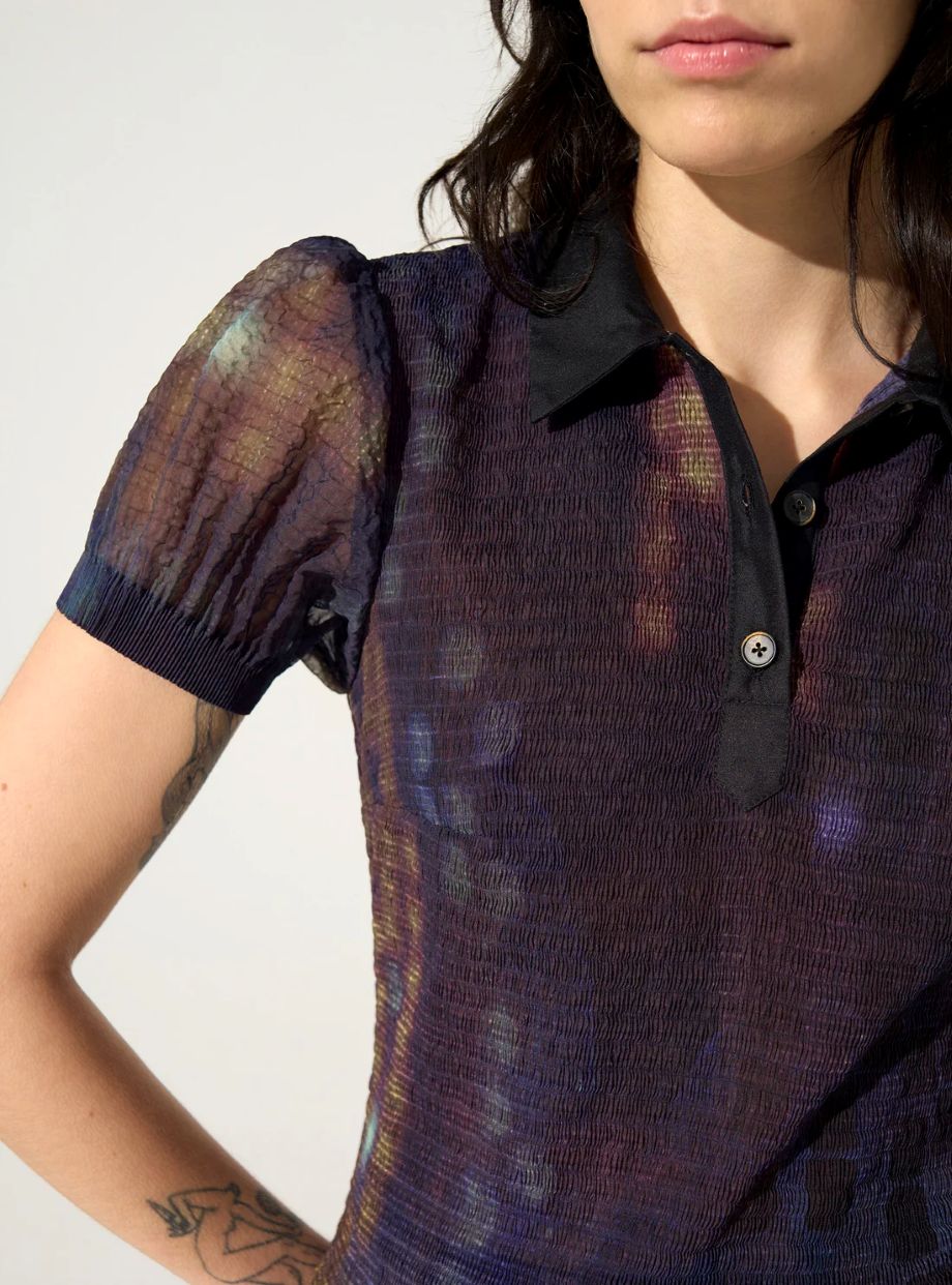 Cotélac Pleated Polo Shirt - Cassis