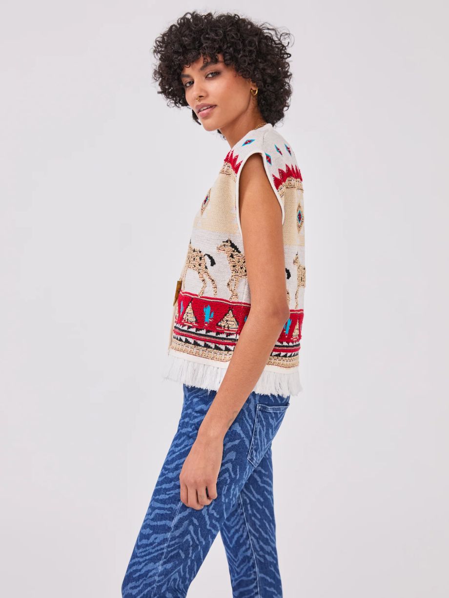 Hayley Menzies Nomadic Tapestry Waistcoat - Cream