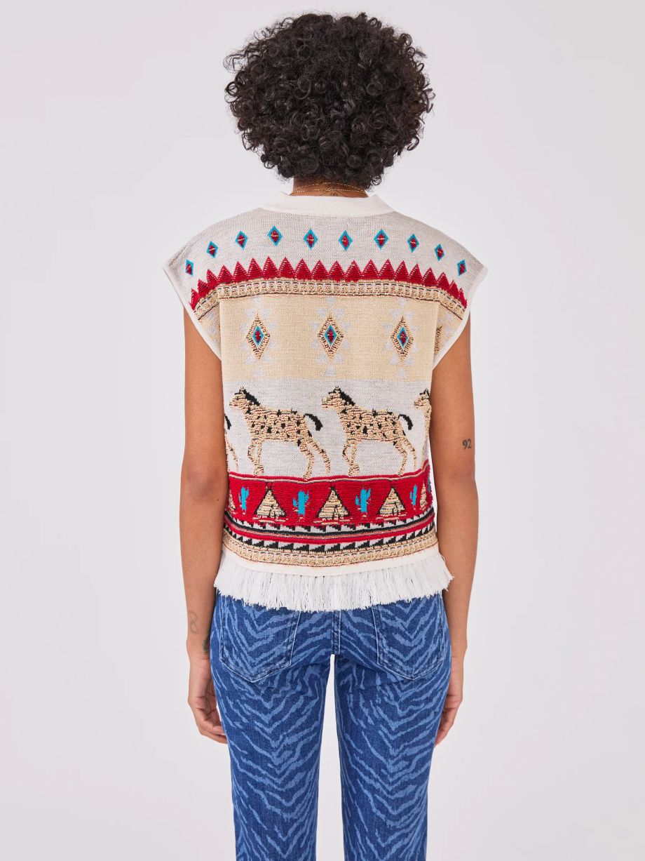 Hayley Menzies Nomadic Tapestry Waistcoat - Cream