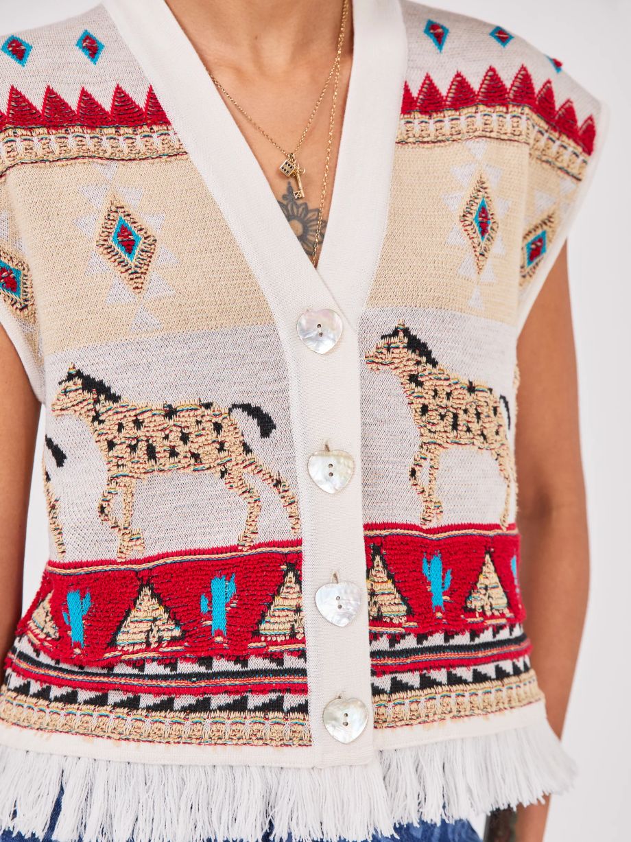 Hayley Menzies Nomadic Tapestry Waistcoat - Cream