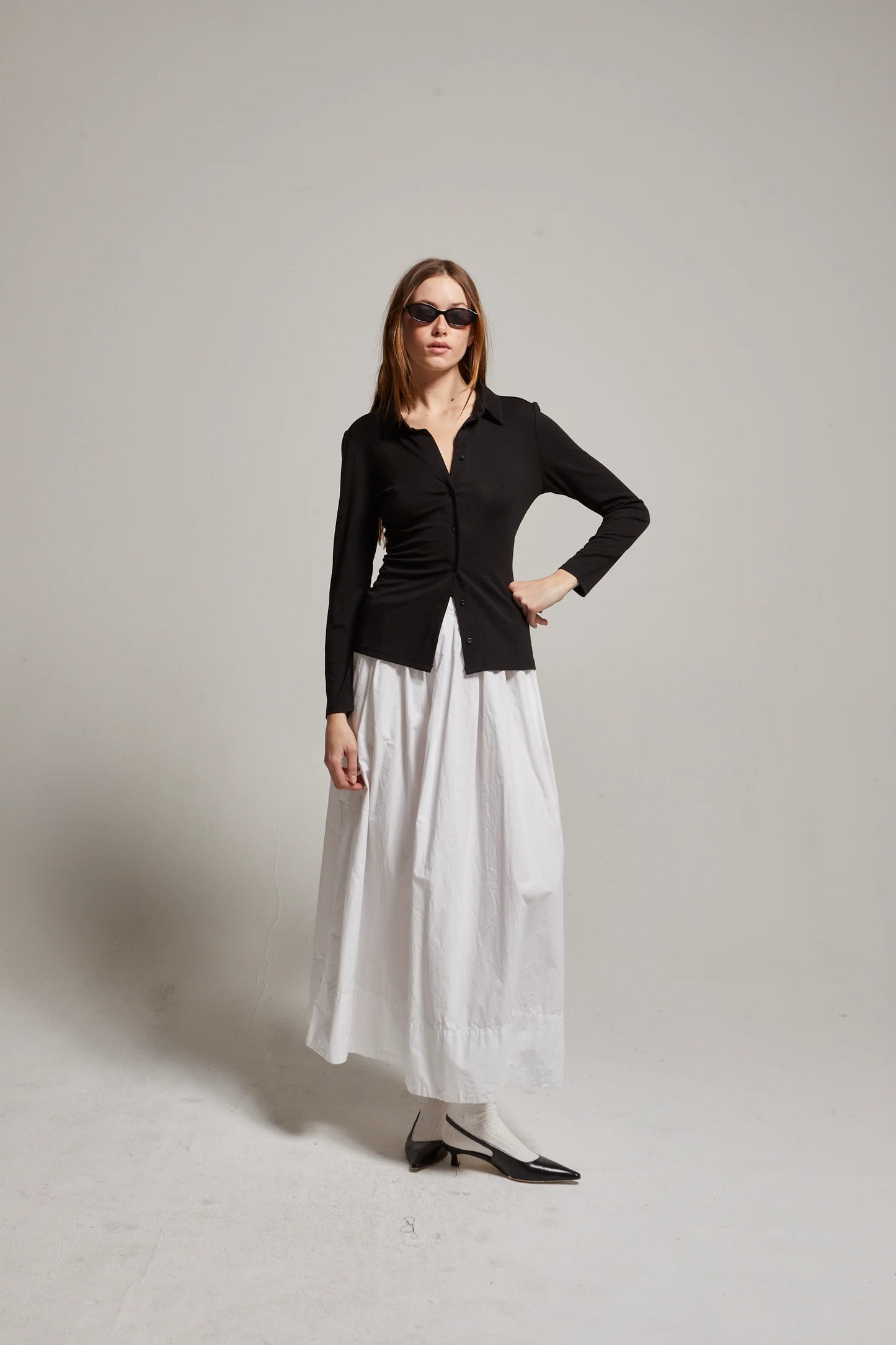 Asher Kate Poplin Skirt - White