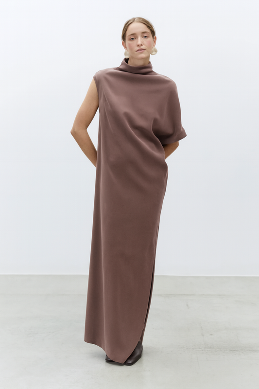 Alysi Asymmetrical Long Dress - Fume