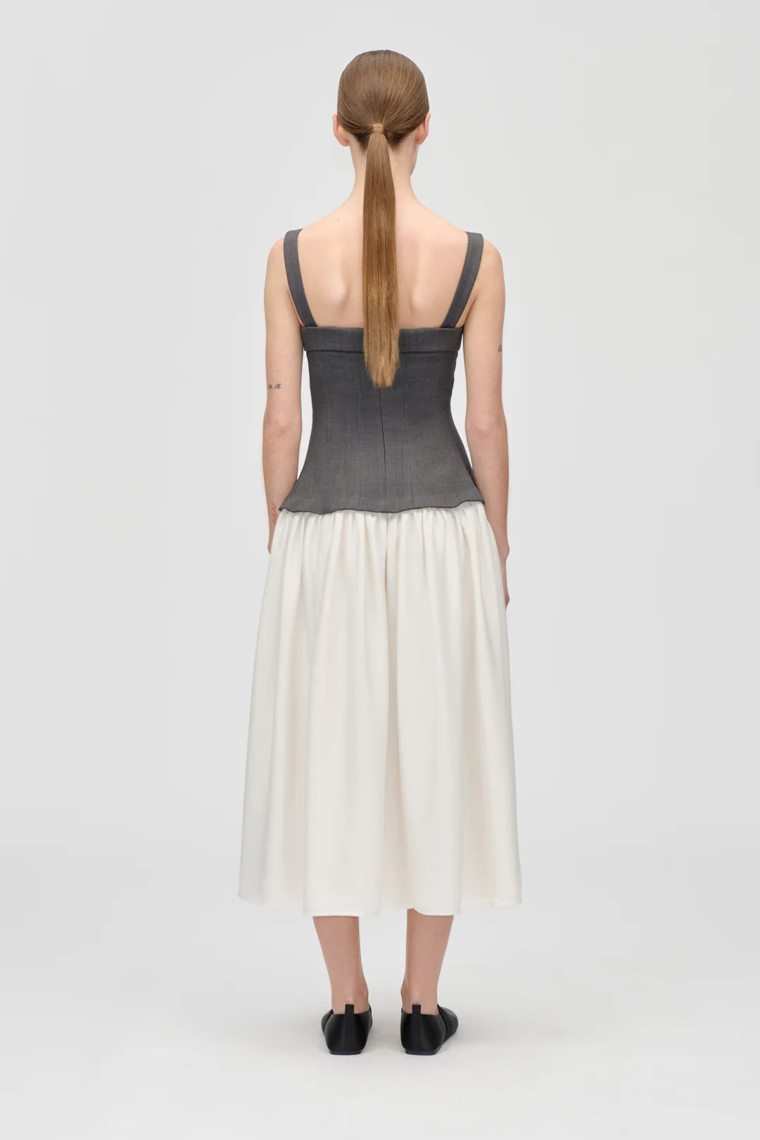 Stine Goya Corset Midi Dress - Melange Grey/Cream