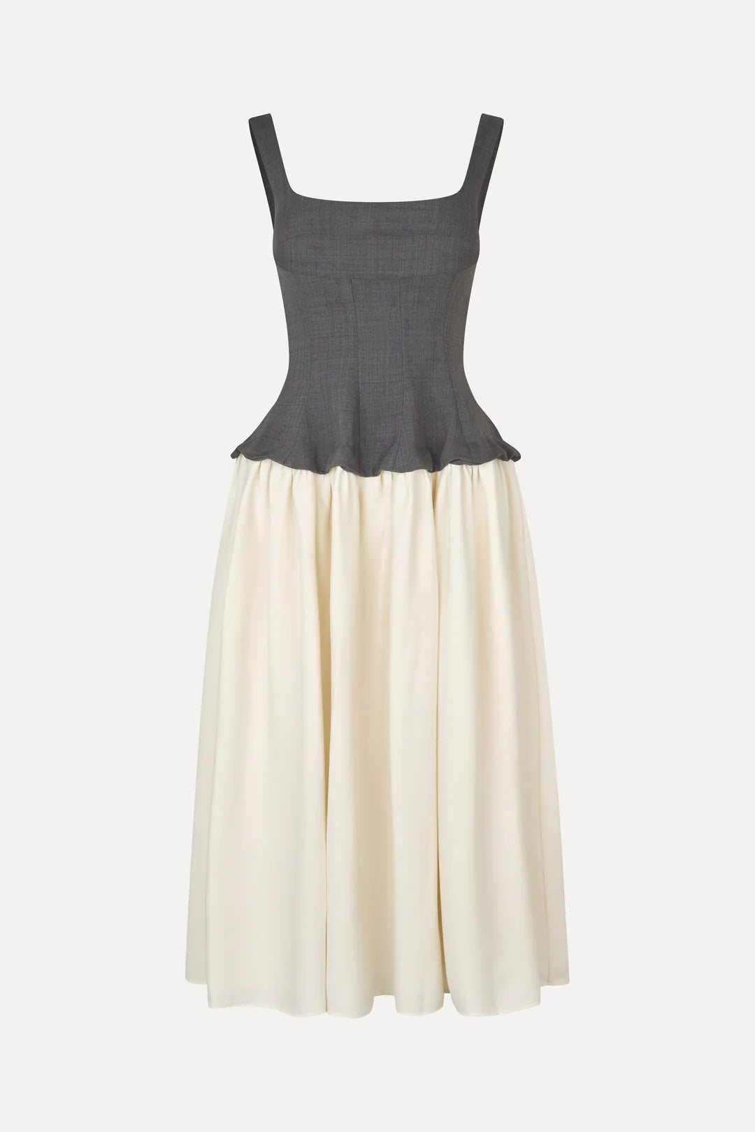 Stine Goya Corset Midi Dress - Melange Grey/Cream