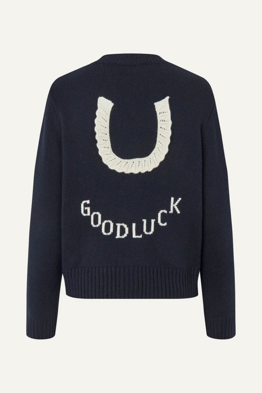 Stine Goya Lucky Horse Crewneck Cardigan - Navy