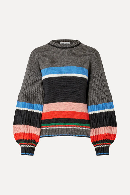Stine Goya Crewneck Chunky Sleeve Sweater - Multi