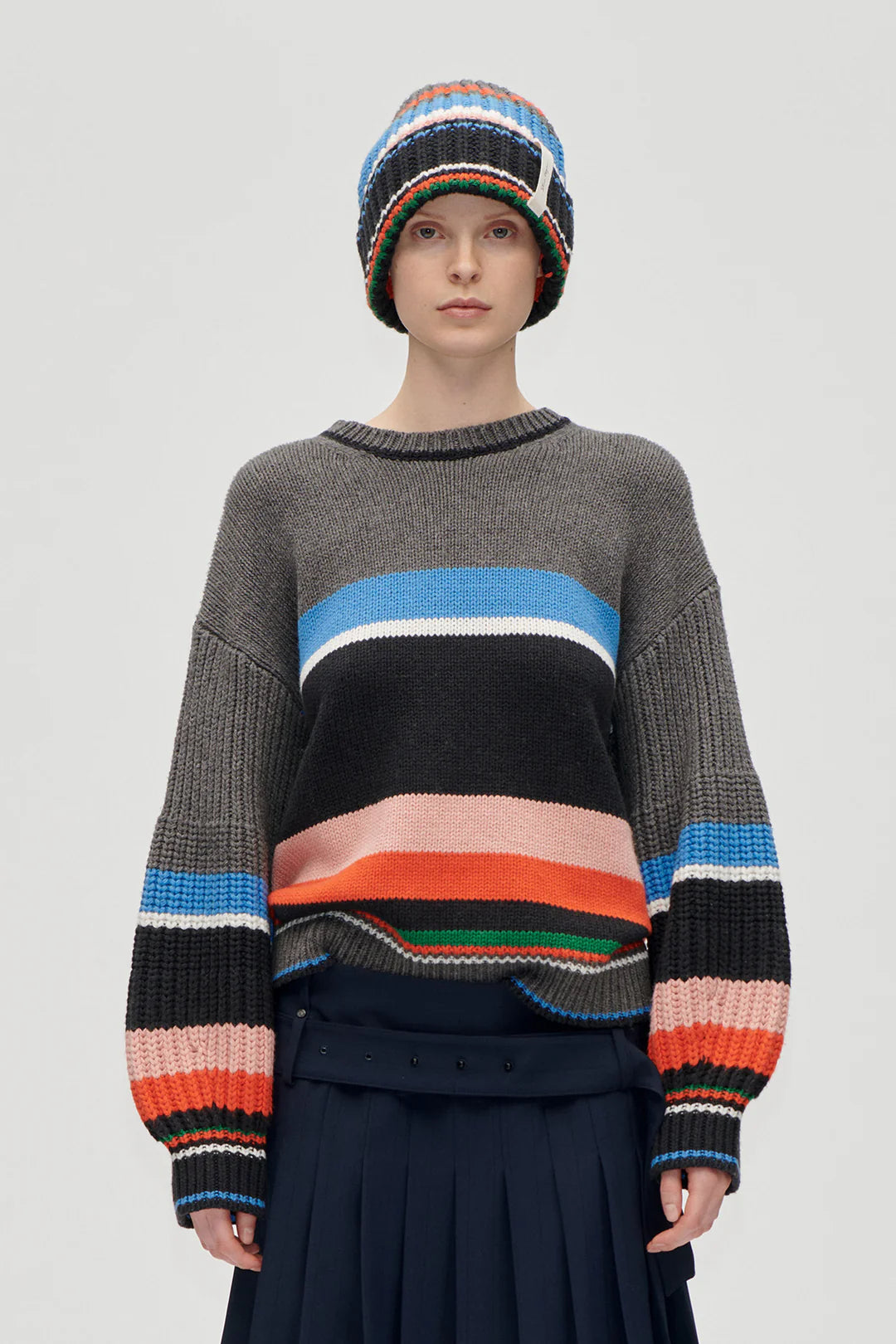 Stine Goya Crewneck Chunky Sleeve Sweater - Multi