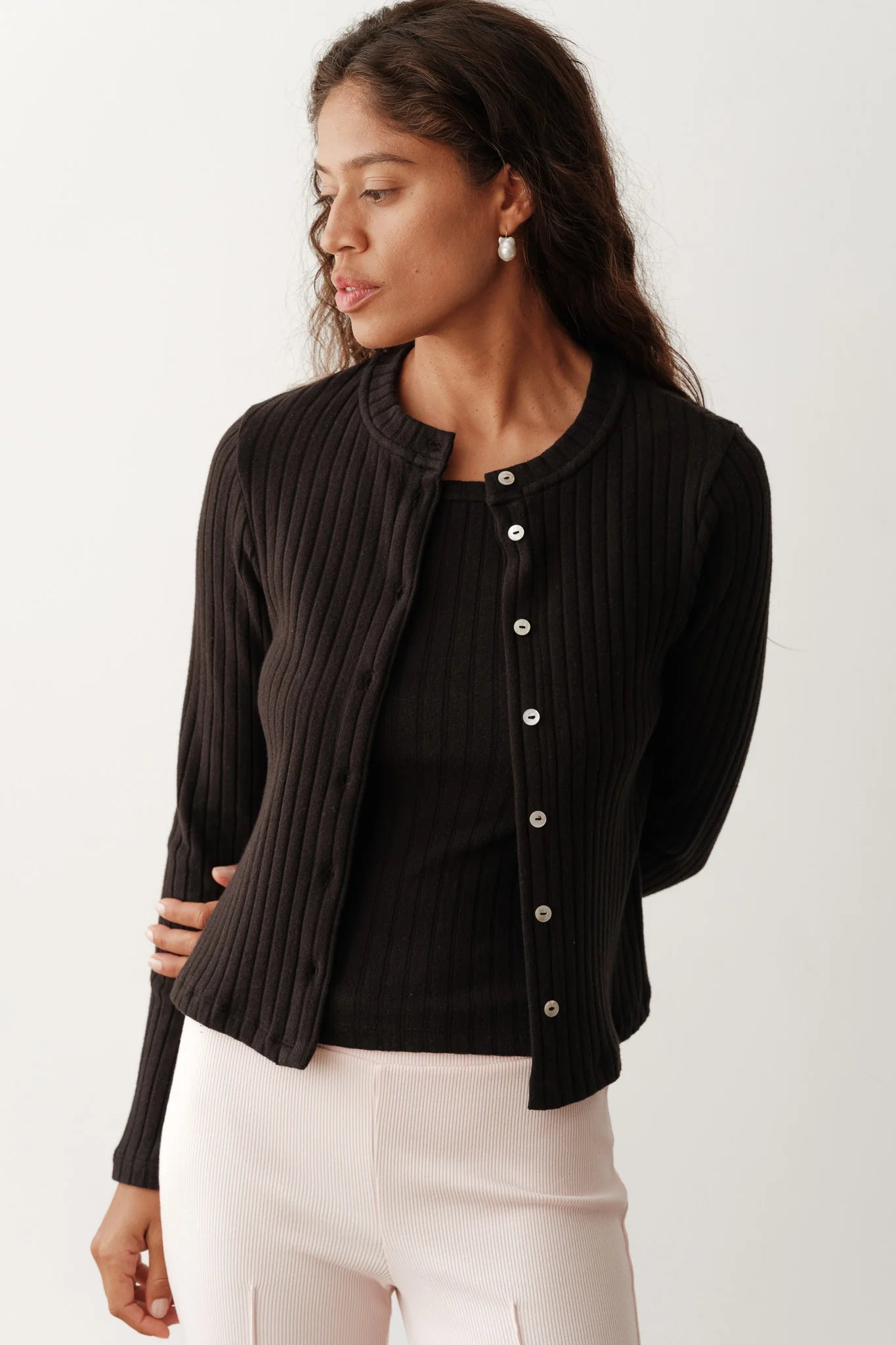 Donni Sweater Rib Cardi - Jet