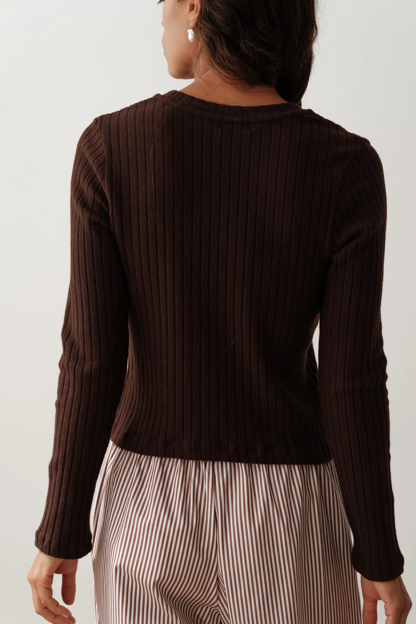 Donni Sweater Rib Cardi - Espresso