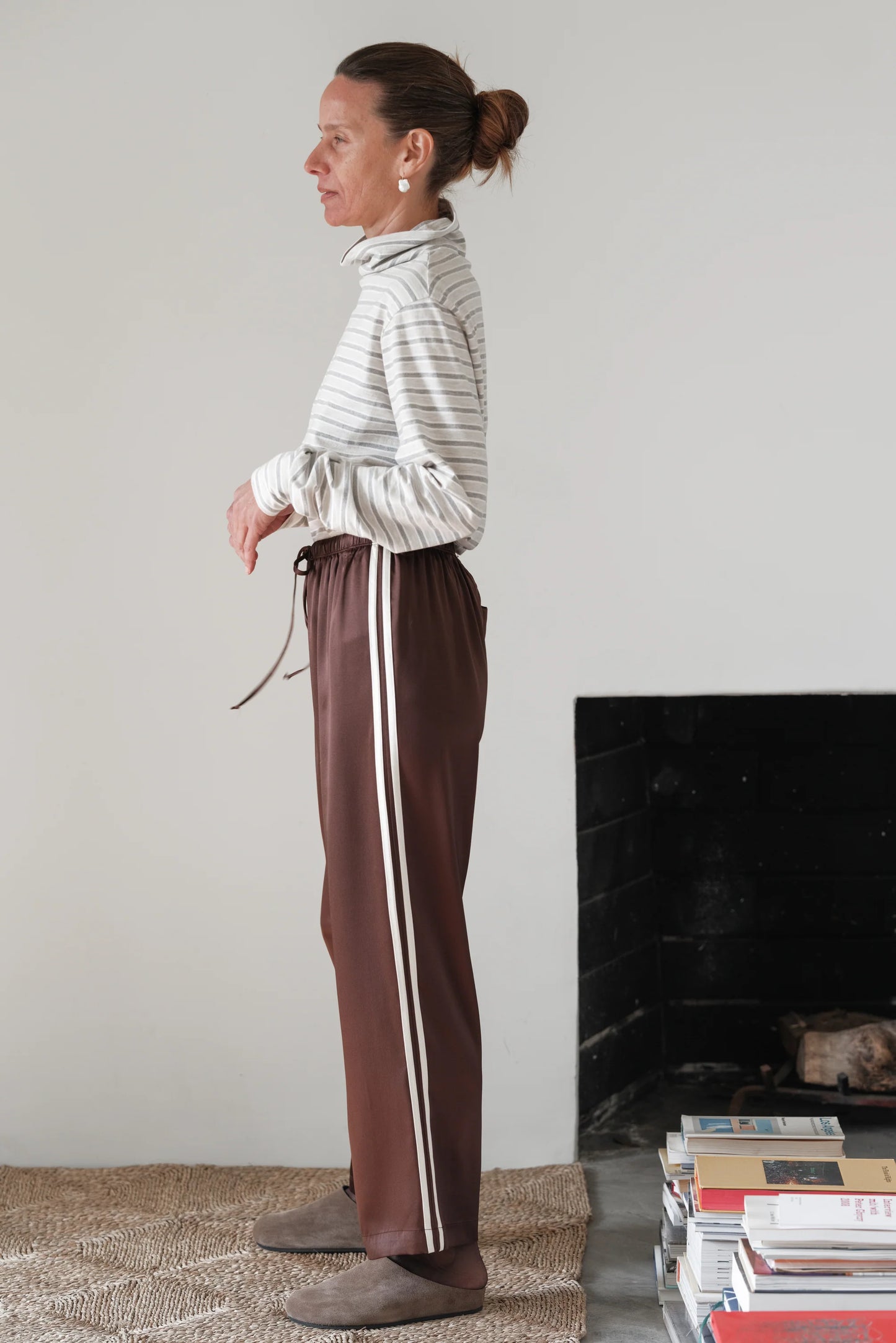 Donni Silk Stripe Crop Pant - Espresso