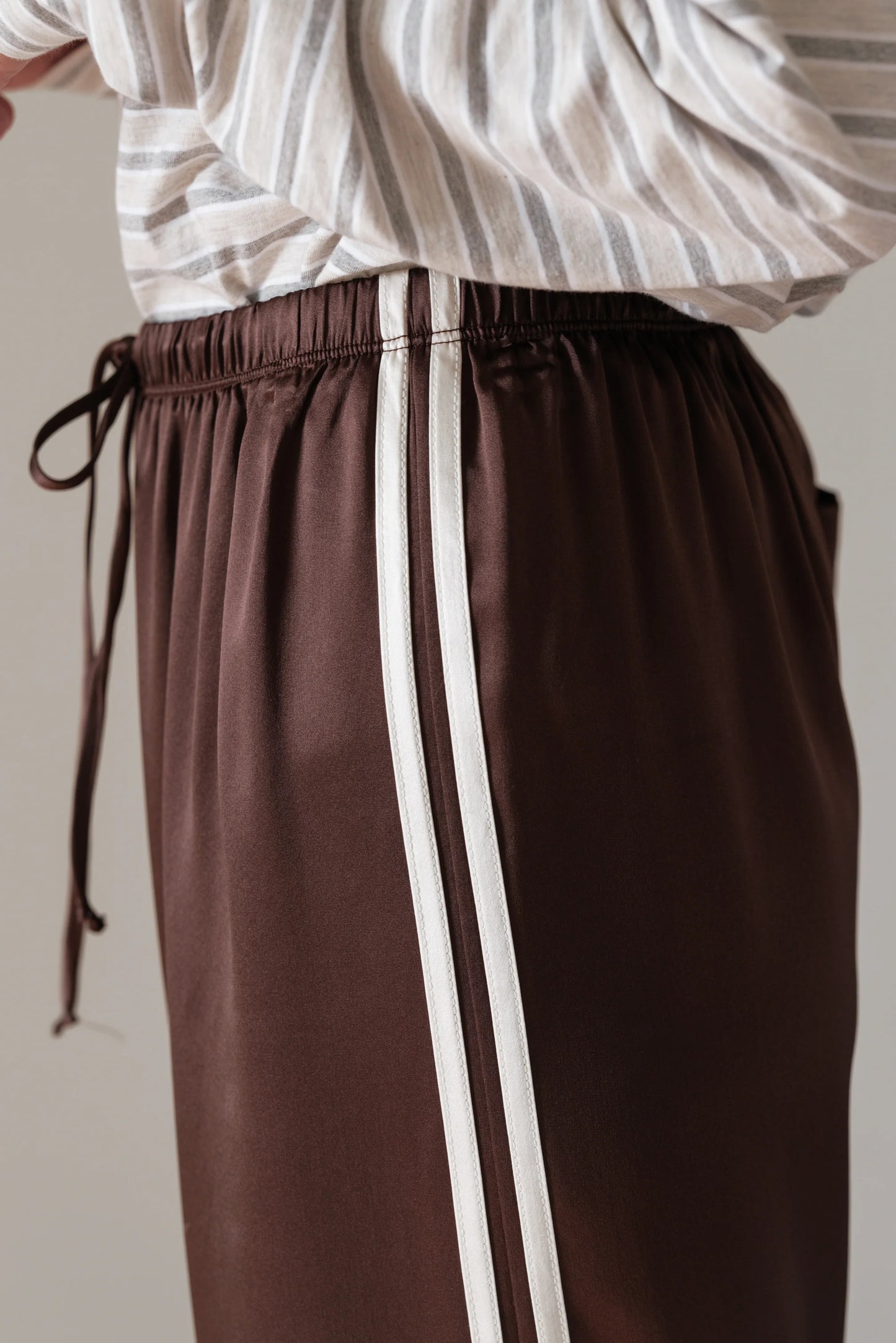 Donni Silk Stripe Crop Pant - Espresso