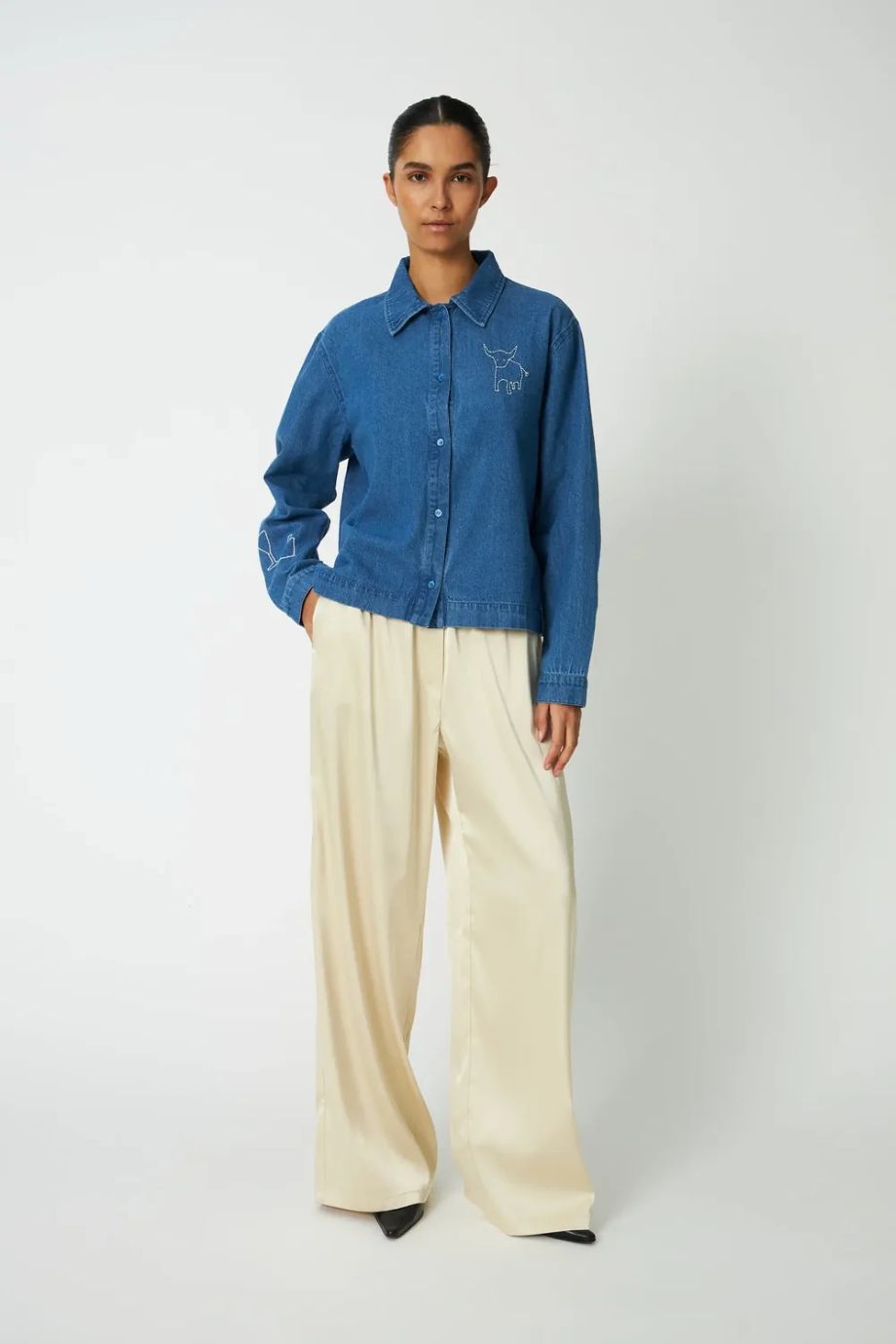 Stella-Nova Denim Shirt With Artwork - Blue