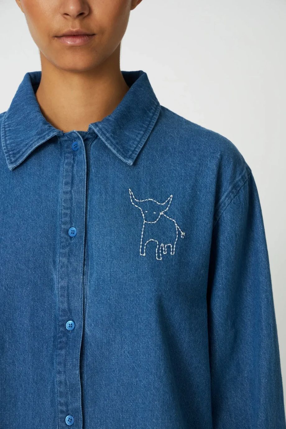 Stella-Nova Denim Shirt With Artwork - Blue
