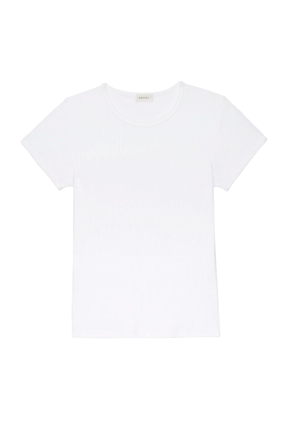 Donni Pointelle Baby Tee - Powder
