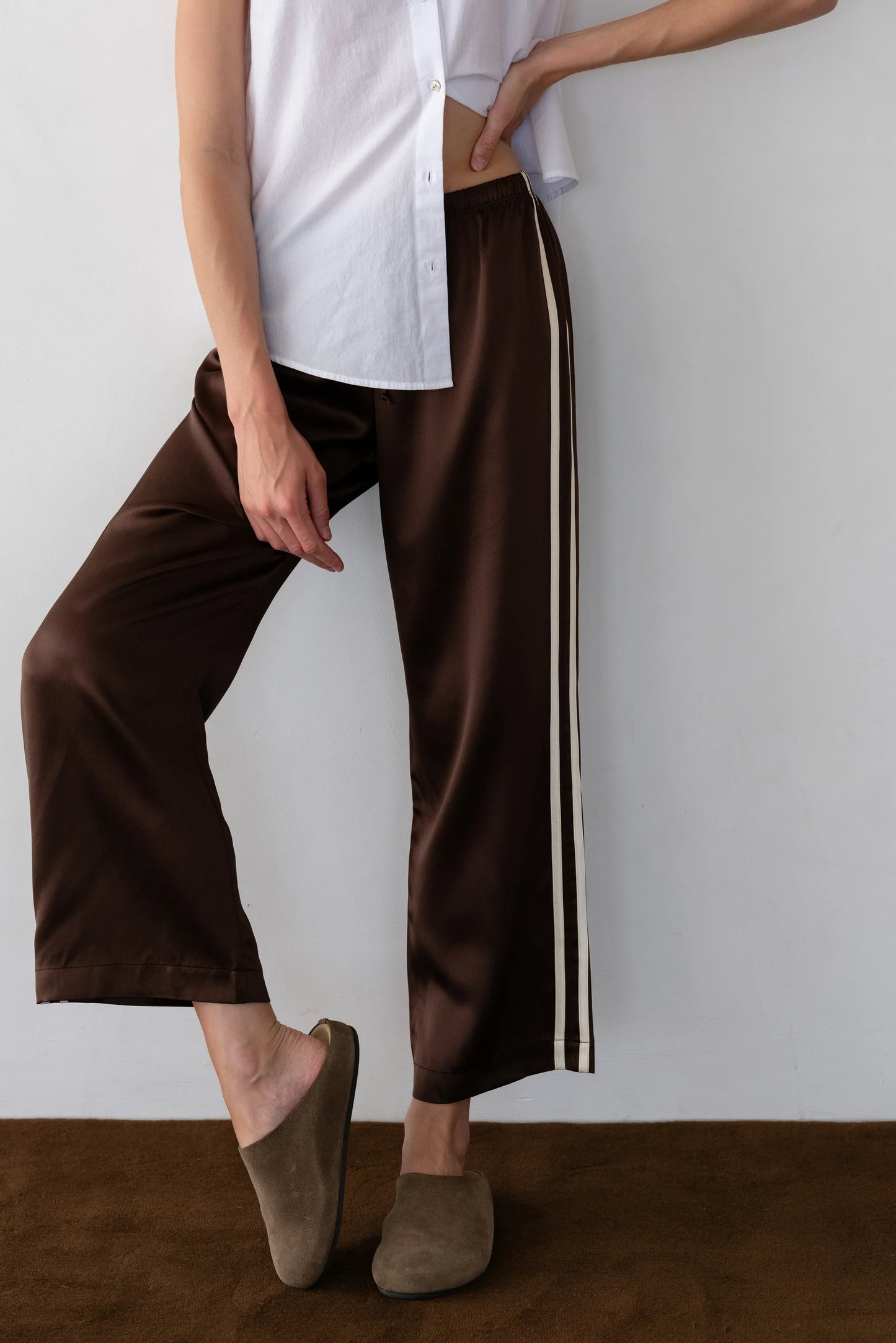 Donni Silk Stripe Crop Pant - Espresso