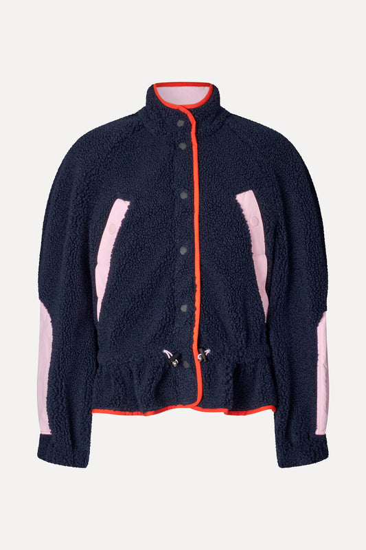 Stine Goya Dropped Shoulder Gathered Jacket - Black Iris