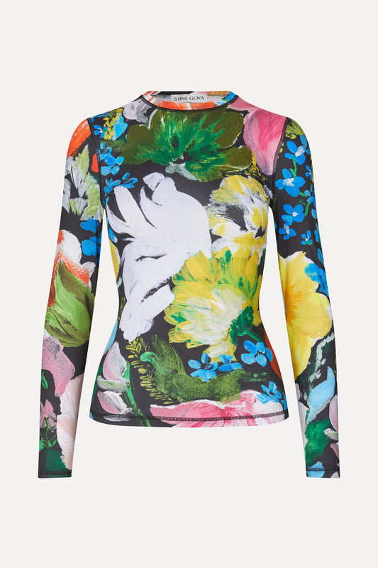 Stine Goya Elastic Long Sleeve Top - Flowers Under the Sun