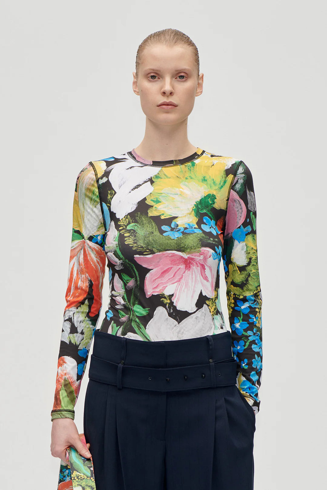 Stine Goya Elastic Long Sleeve Top - Flowers Under the Sun
