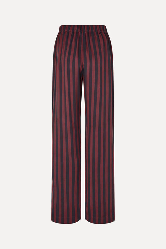Stine Goya Elasticated Long Pants - Navy Bugundy Wallpaer Stripes