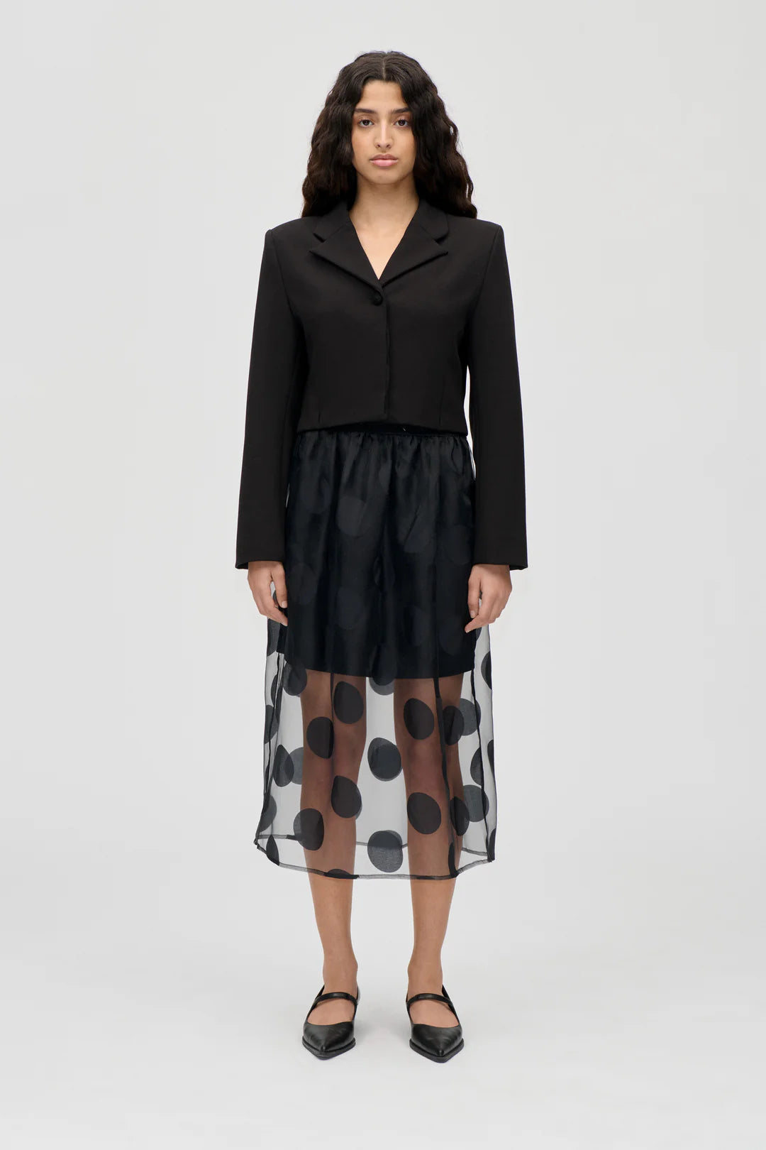 Stine Goya Dotted Organza Midi Skirt - Black
