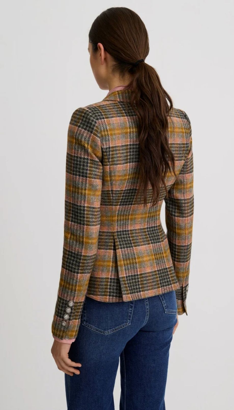 Smythe Plaid One Button Blazer - Rose