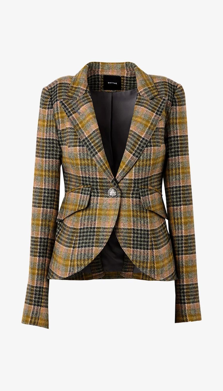 Smythe Plaid One Button Blazer - Rose