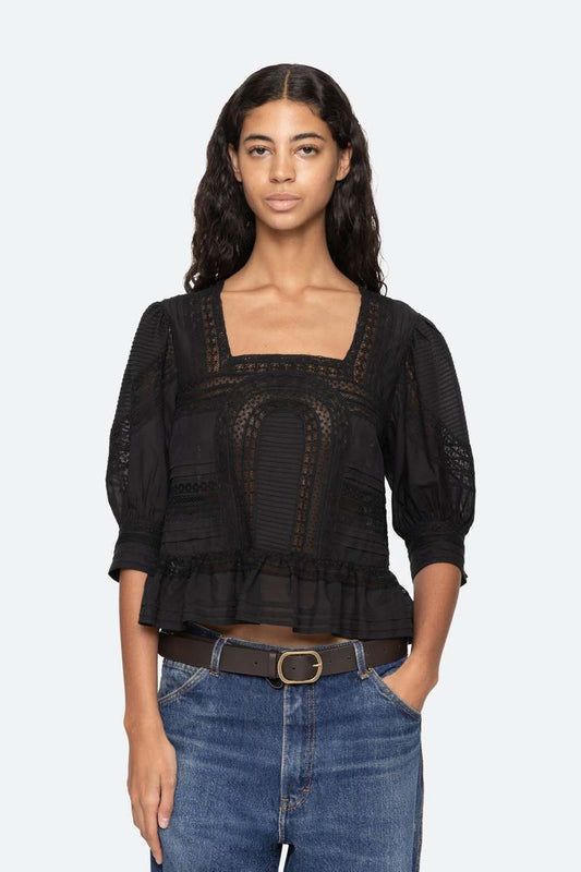 Sea-NY Franca Lace Top - Black
