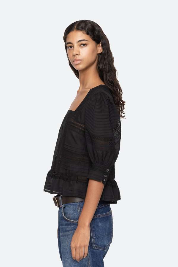 Sea-NY Franca Lace Top - Black