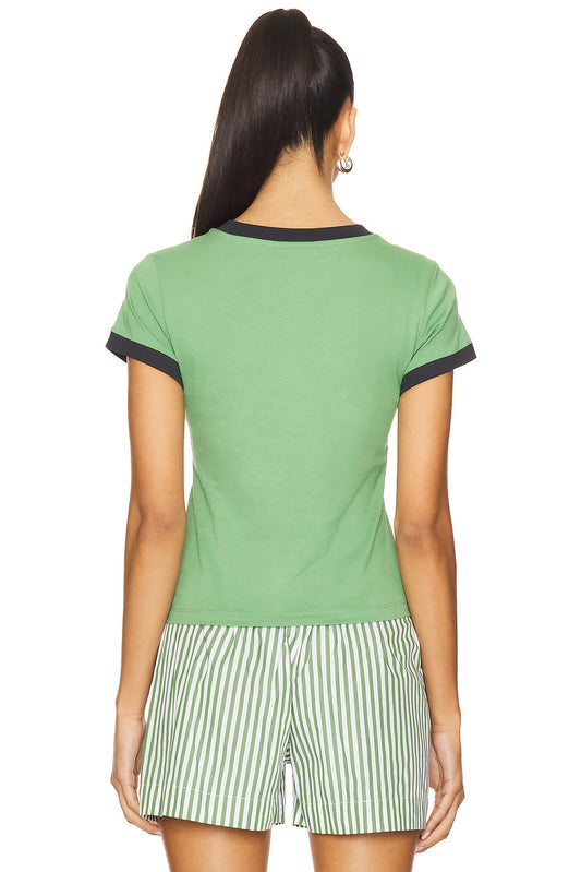 Ganni Peony Baby Fit T-Shirt - Stone Green