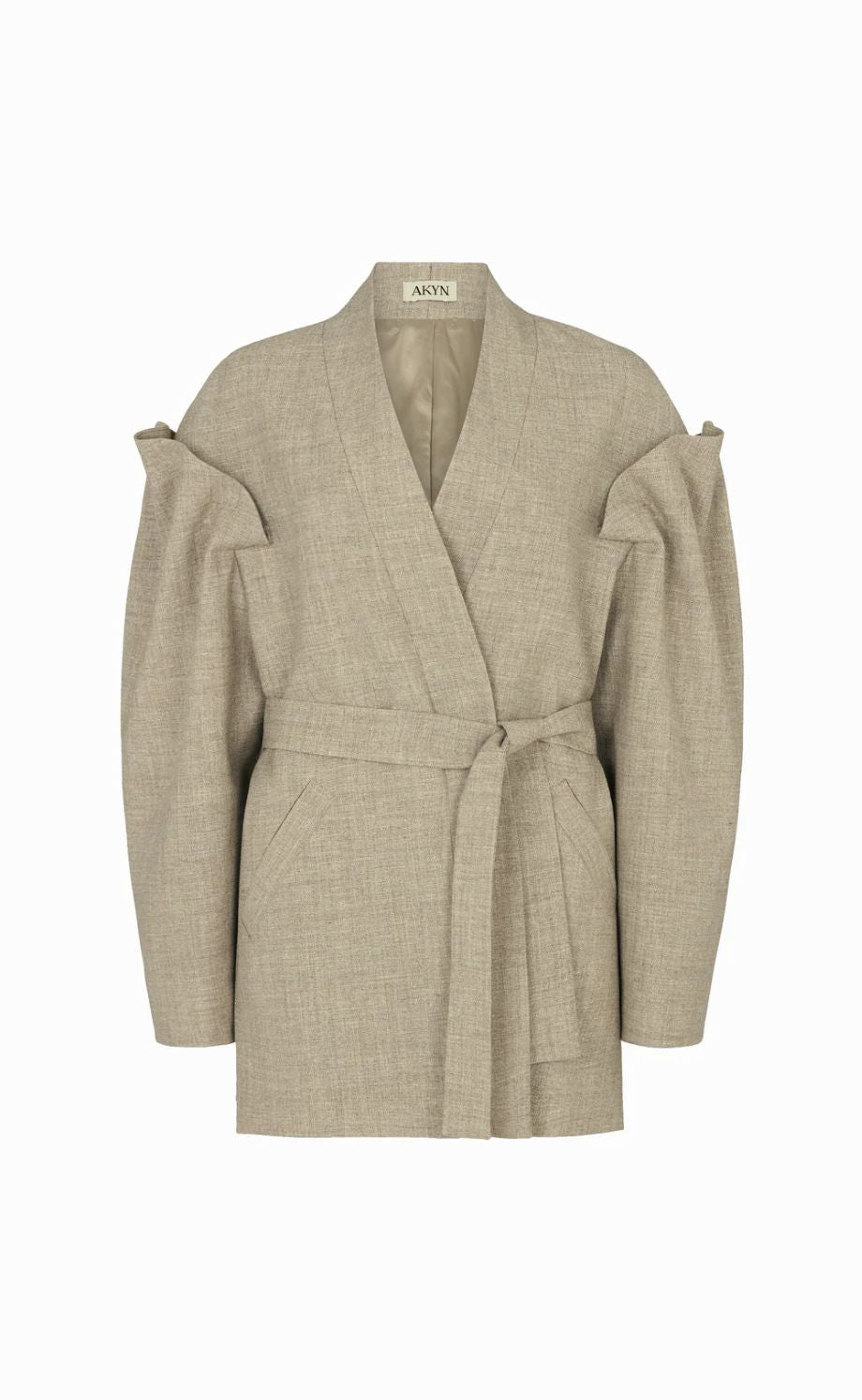 AKYN Gracie Statement Wrap Jacket - Undyed Grey