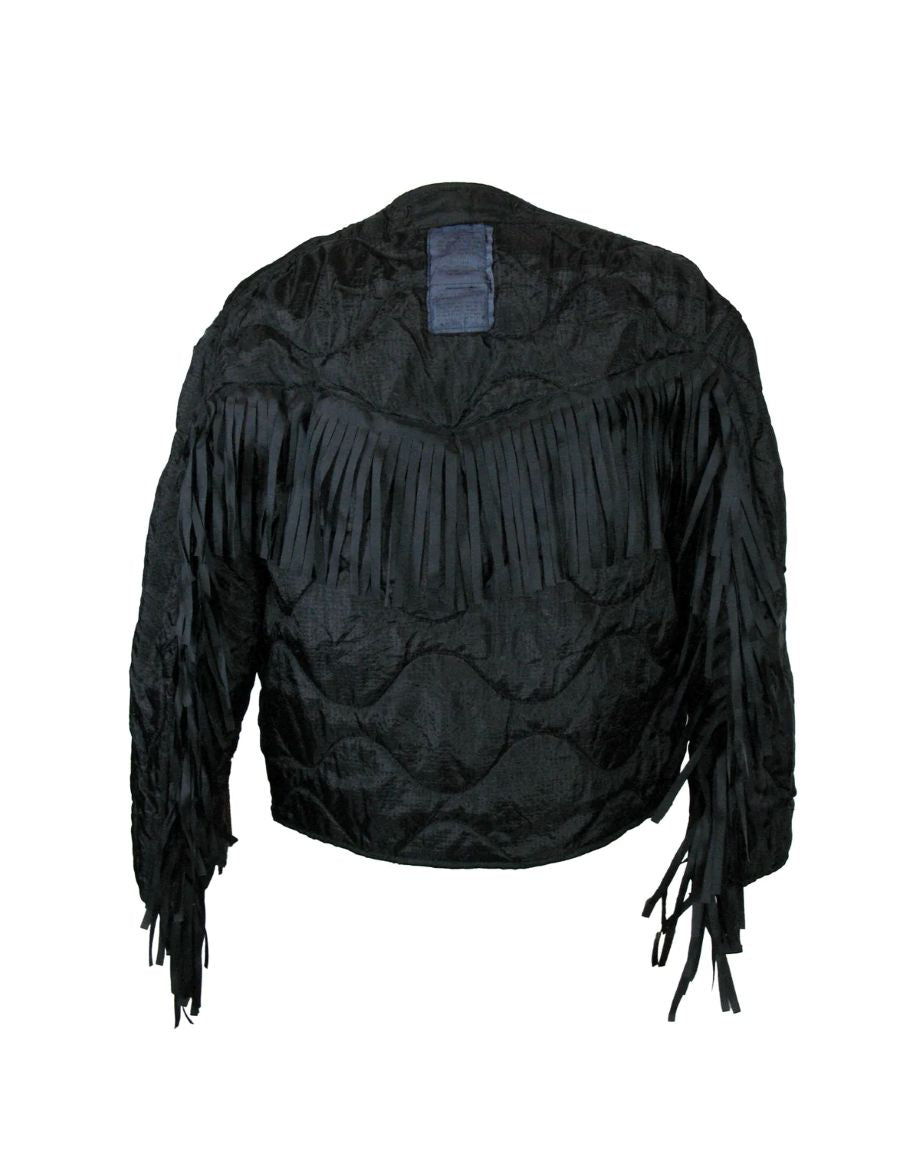 Sloppy Seconds Military Liner Jacket with Fringe - Black