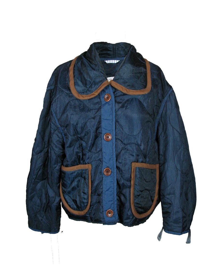 Sloppy Seconds Military Liner Jacket with Brown Trim - Navy