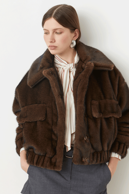 Suncoo Evan Faux Fur Jacket - Choco