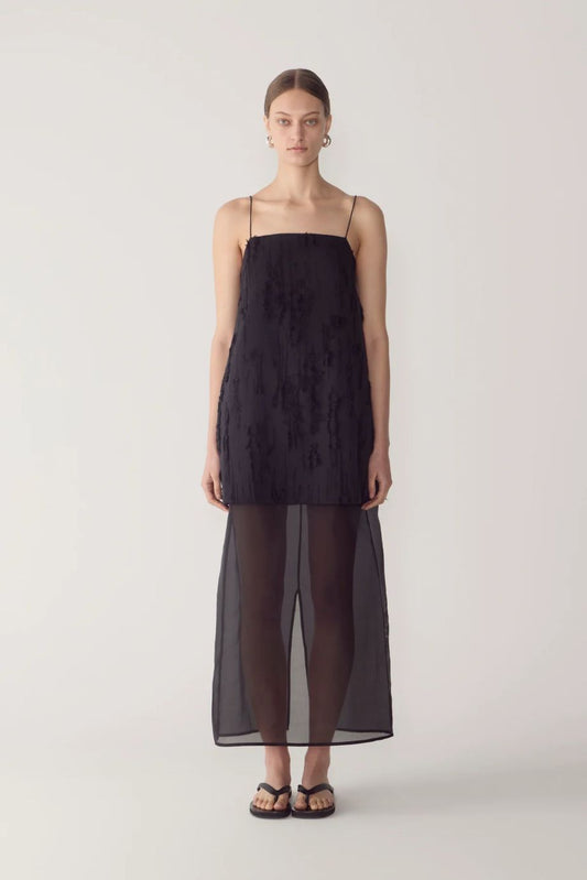 Foemina Hermione Frayed Jacquard Dress - Black