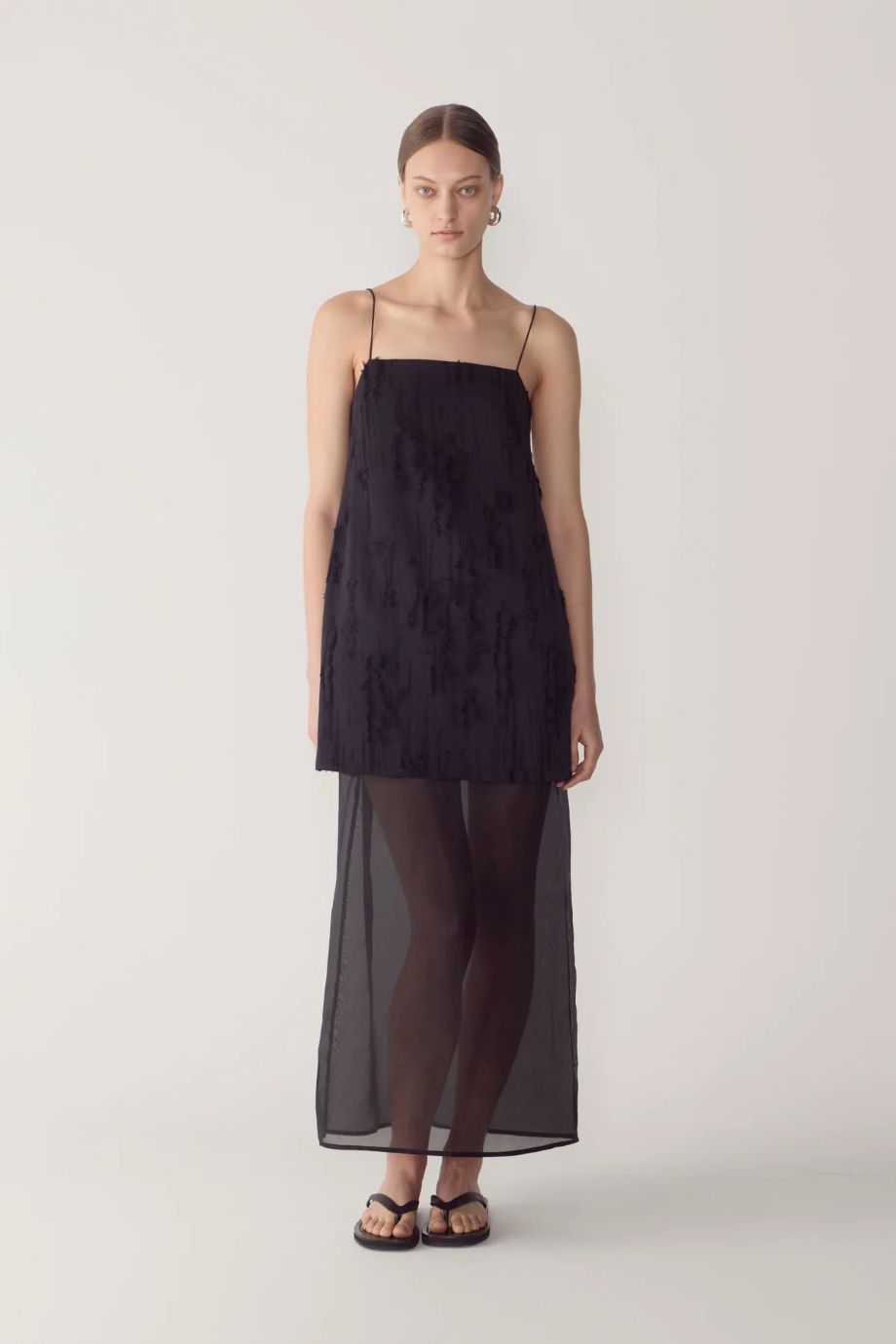 Foemina Hermione Frayed Jacquard Dress - Black